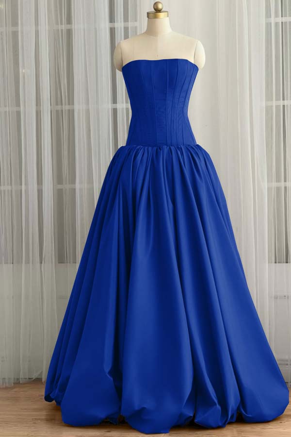 Sleeveless Strapless Long Ball Gown Prom Dress With Pleated