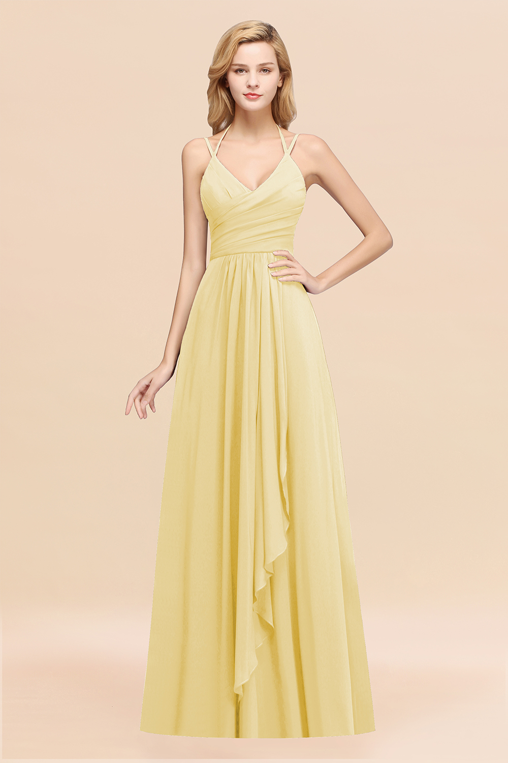 BMbridal Affordable Chiffon Burgundy Bridesmaid Dress With Spaghetti Straps-BMbridal