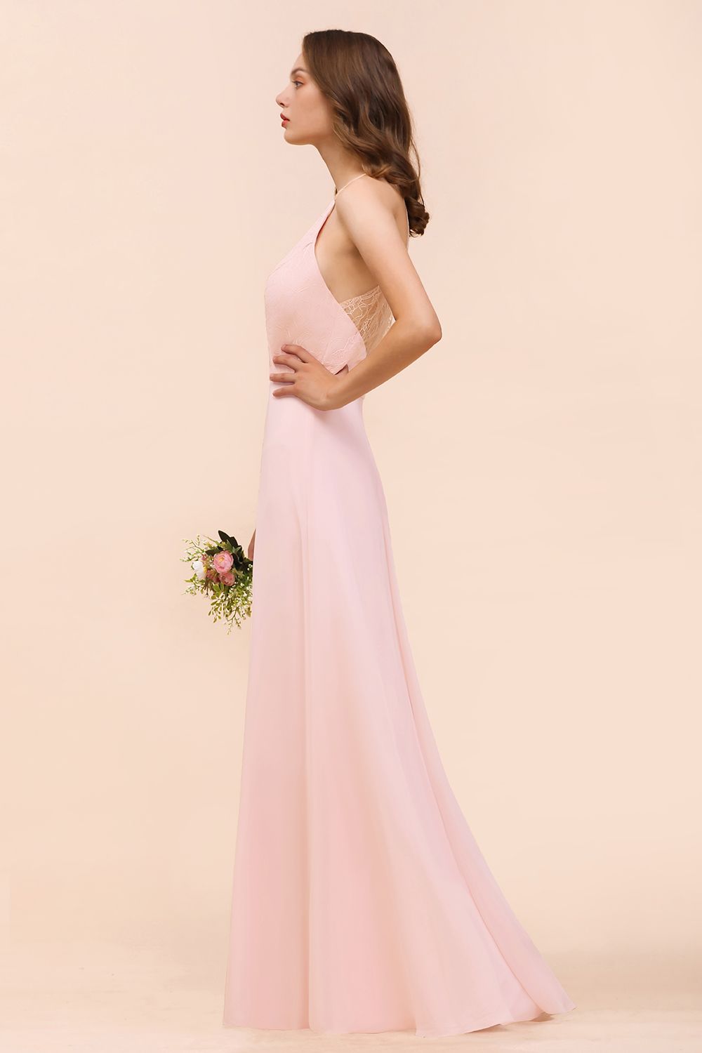 BMbridal Elegant Lace Spaghetti Straps Affordable Long Bridesmaid Dress-BMbridal