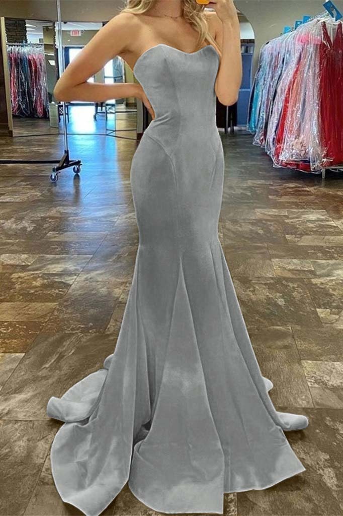 Charming Yellow Strapless Sleeveless Sweetheart Mermaid Long Prom Dress