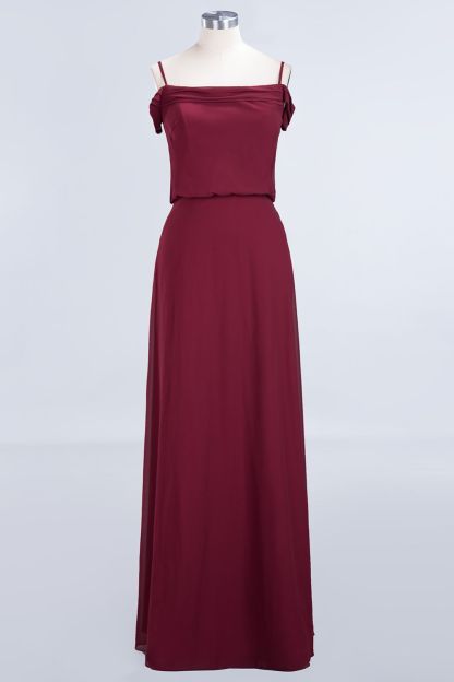 BMbridal Elegant Off-the-Shoulder Burgundy Bridesmaid Dress Online Spaghetti-Straps Affordable Maid of Honor Dress-BMbridal