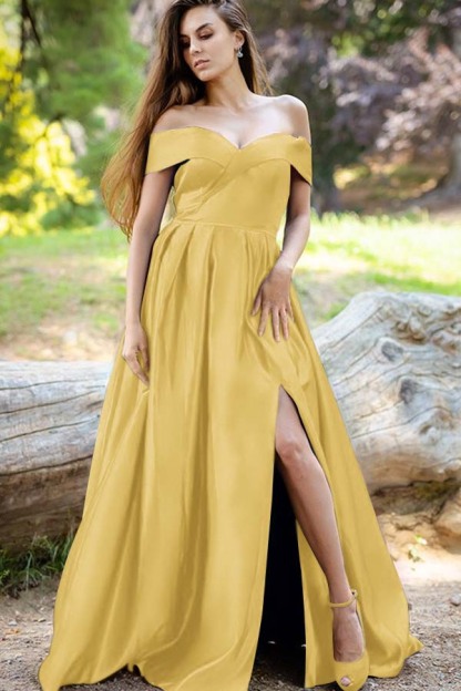 Stunning Royal Blue Off the Shoulder Split Long Elegant Prom Dress