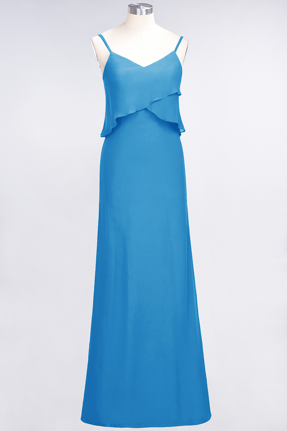 BMbridal Affordable Spaghetti-Straps V-Neck Burgundy Chiffon Bridesmaid Dresses-BMbridal