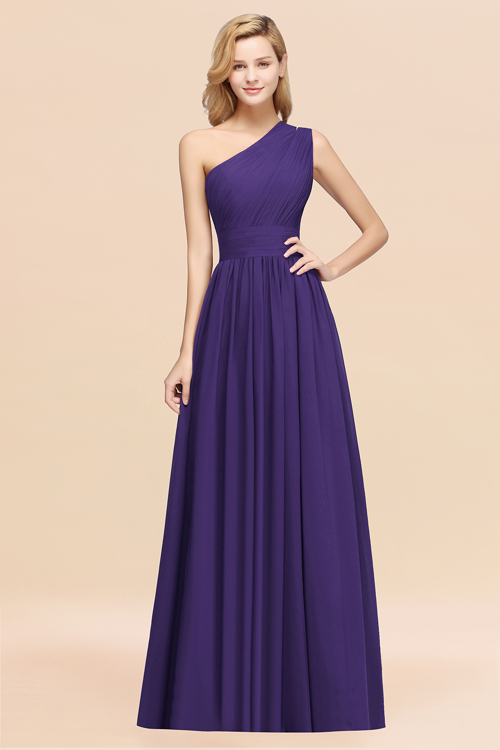 BMbridal Stylish One-shoulder Sleeveless Long Junior Bridesmaid Dresses Affordable-BMbridal