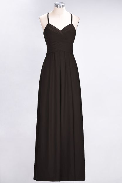 BMbridal Affordable Spaghetti Straps V-Neck Burgundy Chiffon Bridesmaid Dress with Keyhole Back-BMbridal