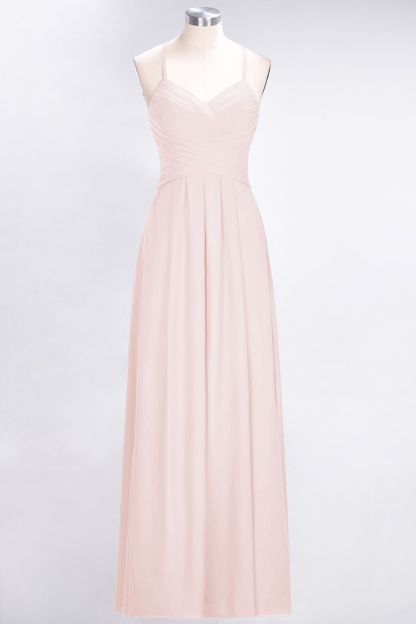 BMbridal Affordable Spaghetti Straps V-Neck Burgundy Chiffon Bridesmaid Dress with Keyhole Back-BMbridal