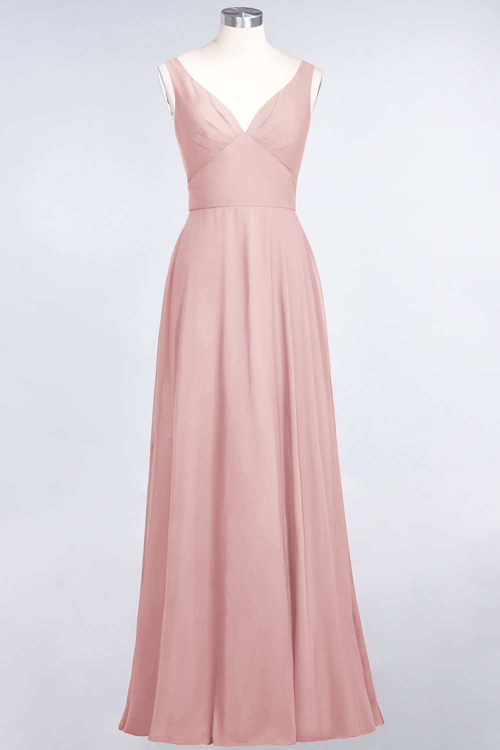 BMbridal Chic Chiffon V-Neck Straps Ruffle Affordable Bridesmaid Dresses with Open Back-BMbridal