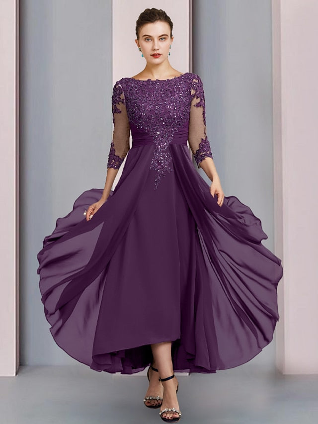 Scoop Neck Tea-Length Mother of the Bride Dresses in A-Line and Princess Styles