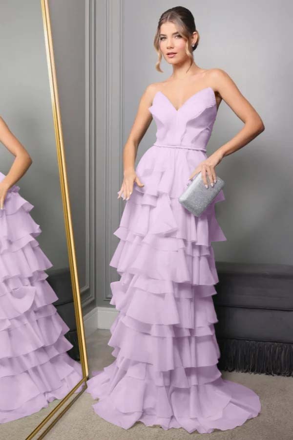 Spaghetti Strap V Neck Sleeveless Long Prom Dress With Pleated