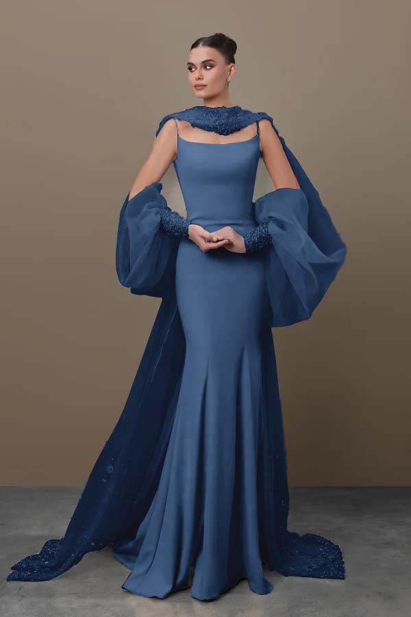 Spaghetti Strap Sleeveless Long Mermaid Prom Dress With Sequins