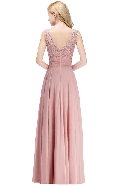 Elegant Lace Sleeveless Chiffon Long Bridesmaid Dress-BMbridal