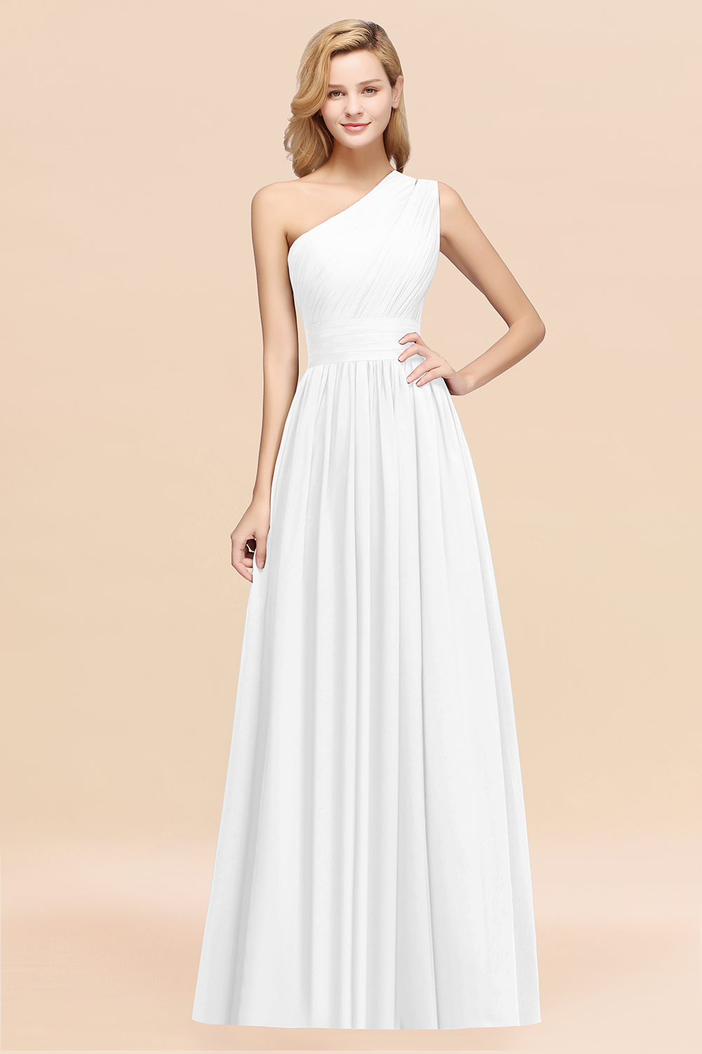 BMbridal Stylish One-shoulder Sleeveless Long Junior Bridesmaid Dresses Affordable-BMbridal