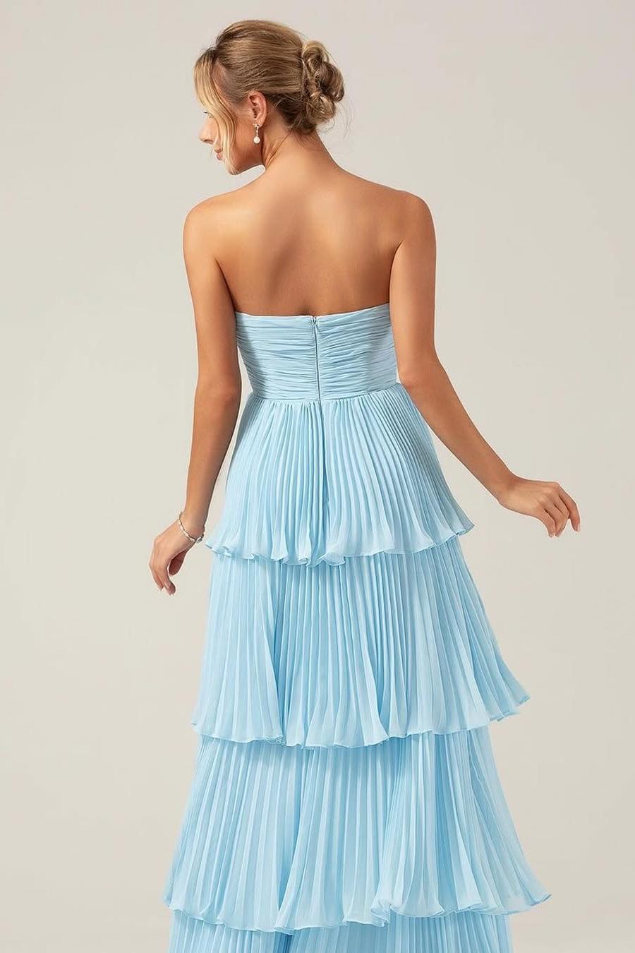 Strapless Sweetheart Sleeveless Long Prom Dress With Ruffles