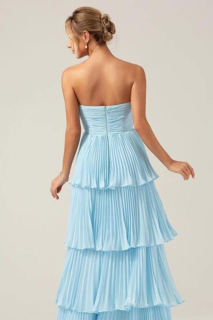 Strapless Sweetheart Sleeveless Long Prom Dress With Ruffles