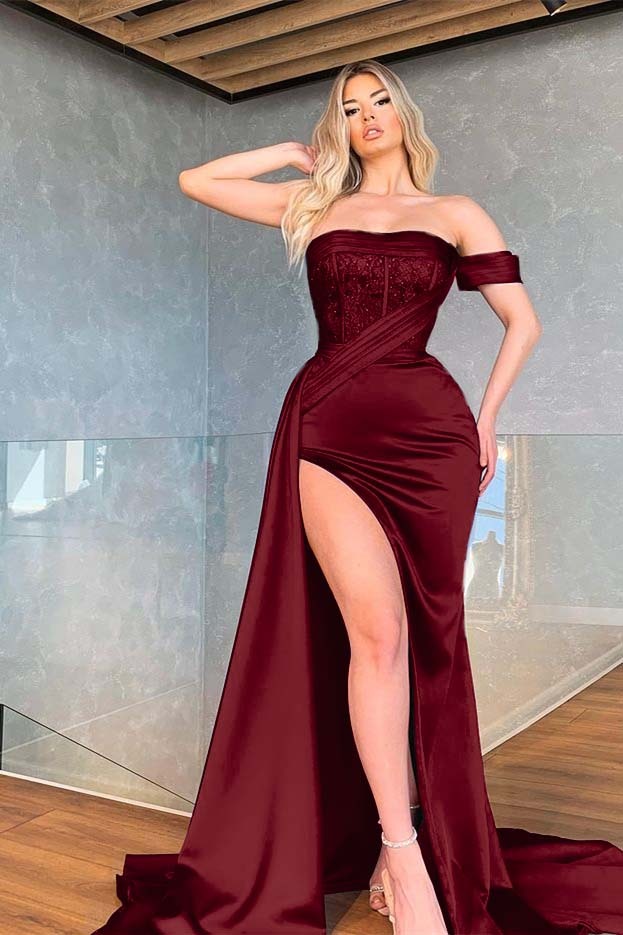 Royal Blue Mermaid One Shoulder Sequins Long Prom Dress With Side Split