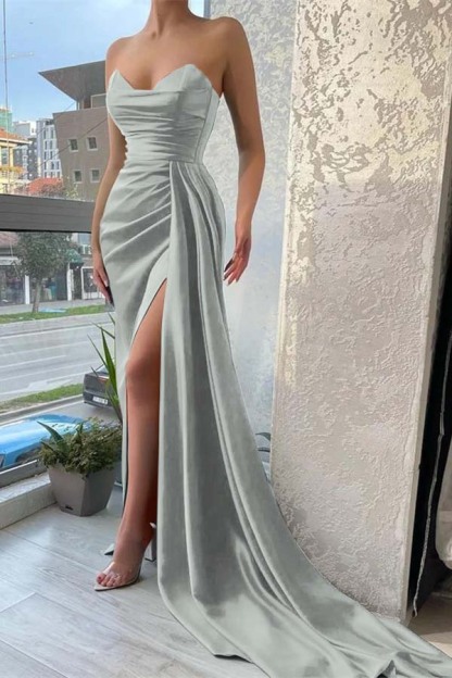 Classy Sweetheart Jade Mermaid Prom Dress Long With Split Ruffles