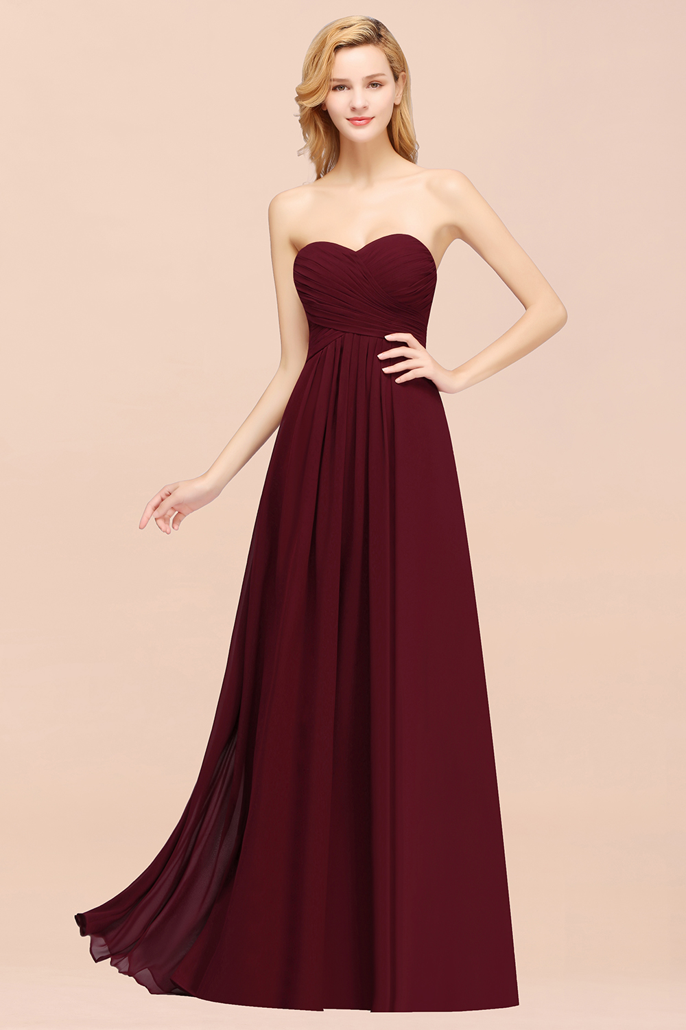 BMbridal Vintage Sweetheart Long Grape Affordable Bridesmaid Dresses Online-BMbridal
