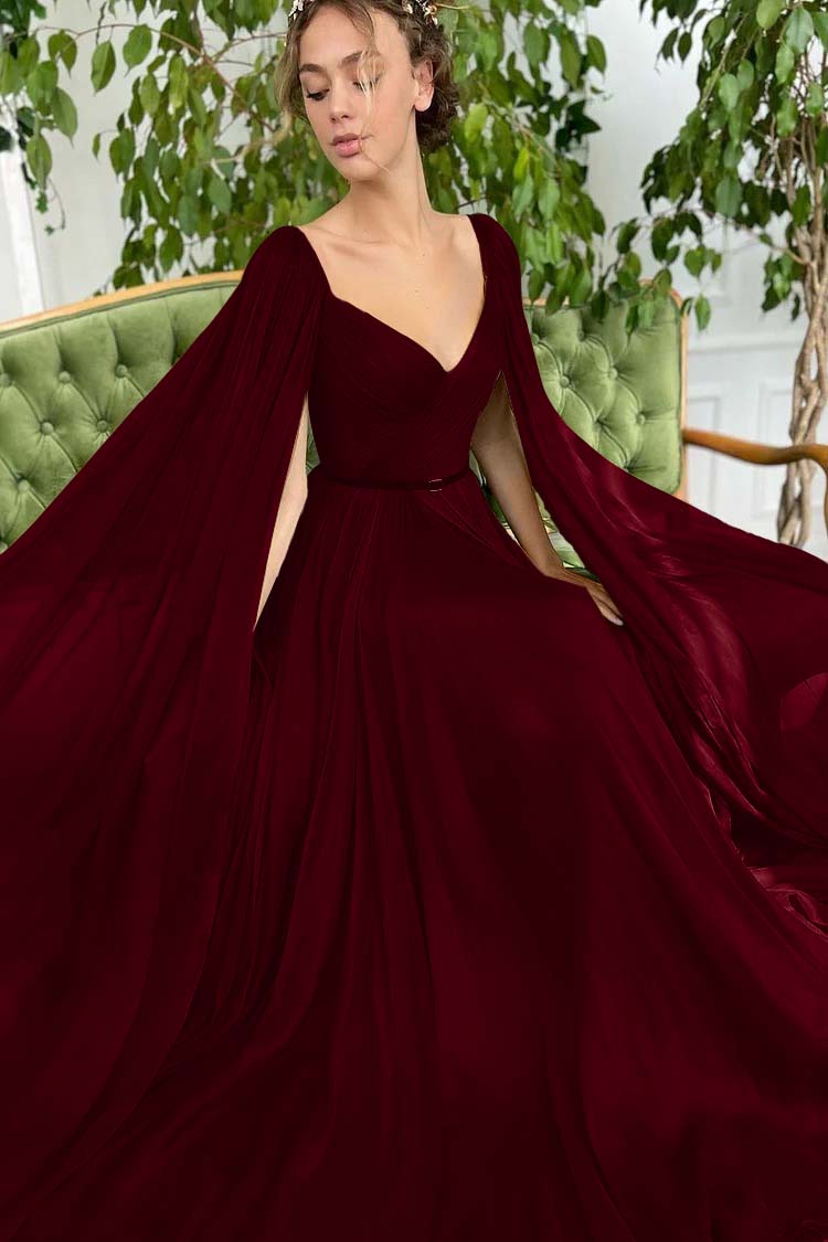 Elegant Green Long Sleeves Formal Belt Prom Dress Tulle With Split