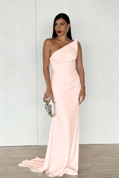 Red Strapless Sleeveless Long Mermaid Prom Dress With Pleated