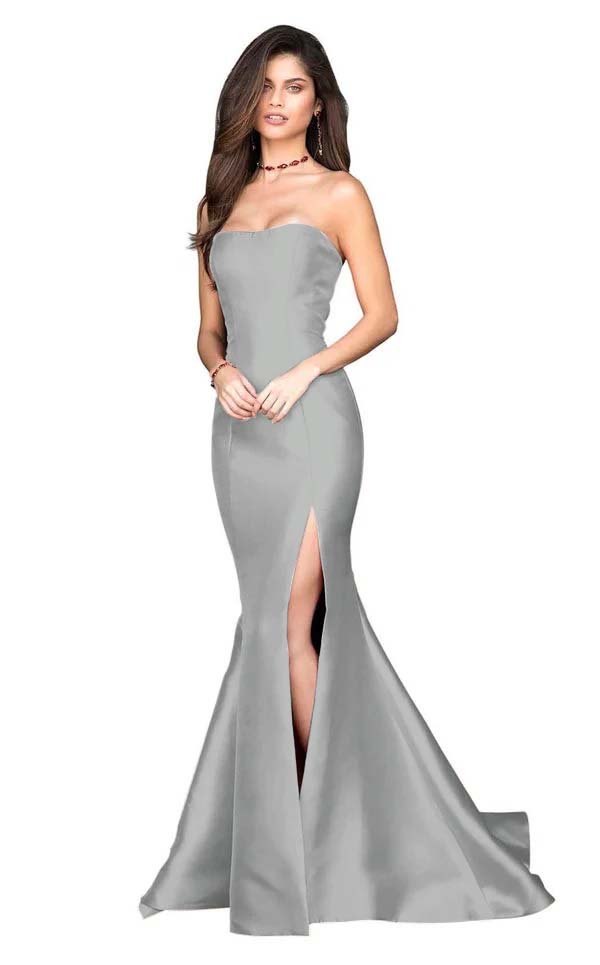 White Strapless Sleeveless Long Mermaid Prom Dress With Split