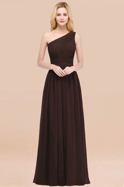 BMbridal Chic One-shoulder Sleeveless Burgundy Chiffon Bridesmaid Dresses Online-BMbridal