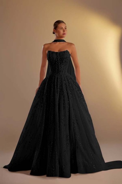 Strapless Sleeveless Long A Line Prom Dress With Pleated Beading