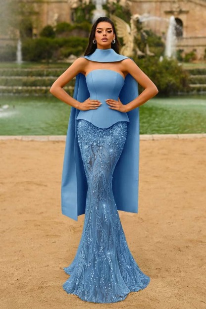 Strapless Sleeveless Long Mermaid Prom Dress With Appliques