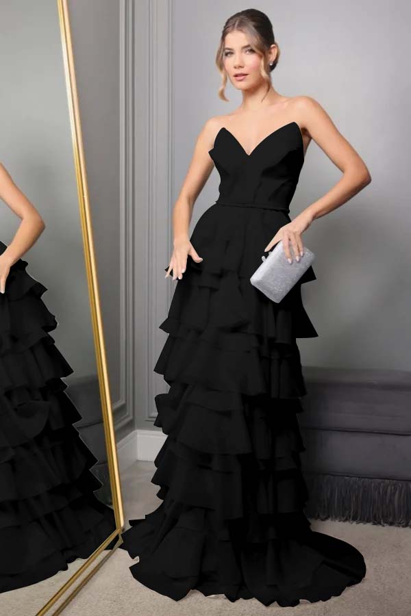 Spaghetti Strap V Neck Sleeveless Long Prom Dress With Pleated