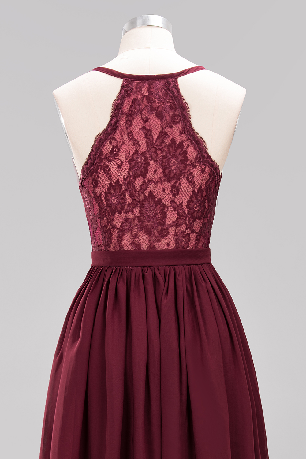 BMbridal Affordable Chiffon V-Neck Sleeveless Lace Bridesmaid Dress Online-BMbridal