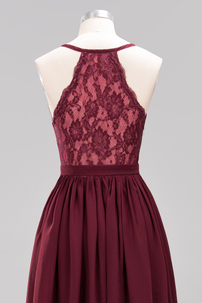 BMbridal Affordable Chiffon V-Neck Sleeveless Lace Bridesmaid Dress Online-BMbridal
