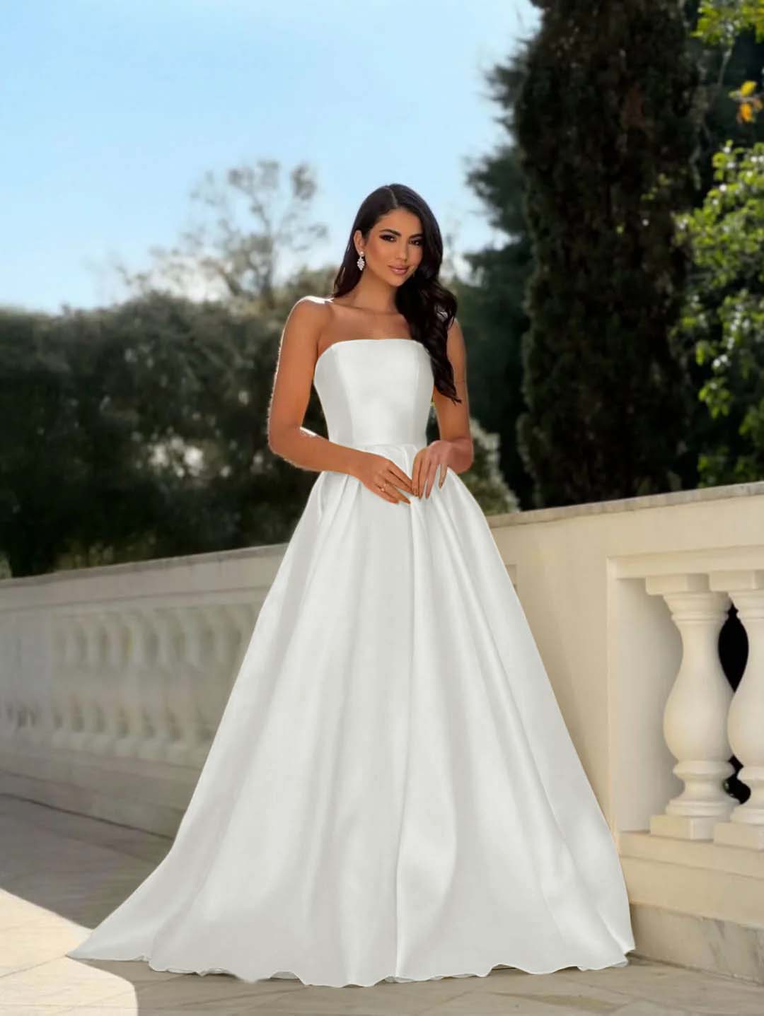 Chic Strapless Sleeveless Long A Line Prom Dress With Pleated