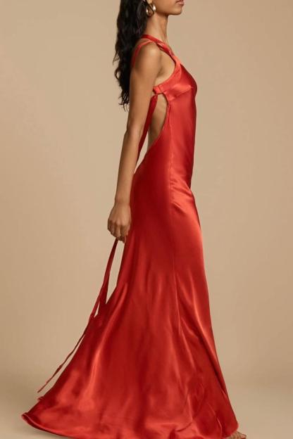 One Shoulder Sleeveless Backless Long Prom Dress With Ruffles