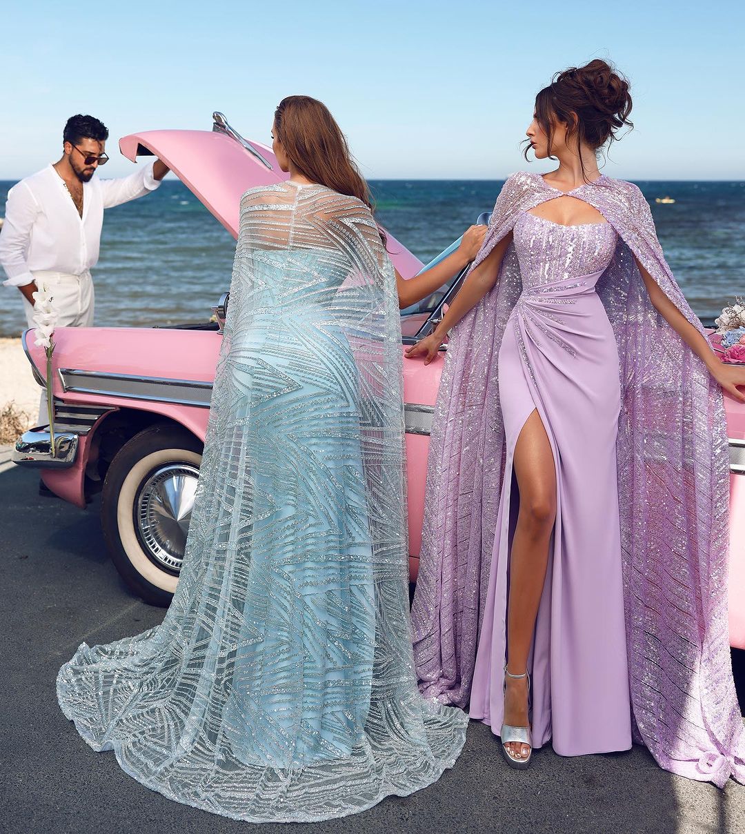 Long Prom Dress Baby Blue Sleeveless Strapless With High Slit