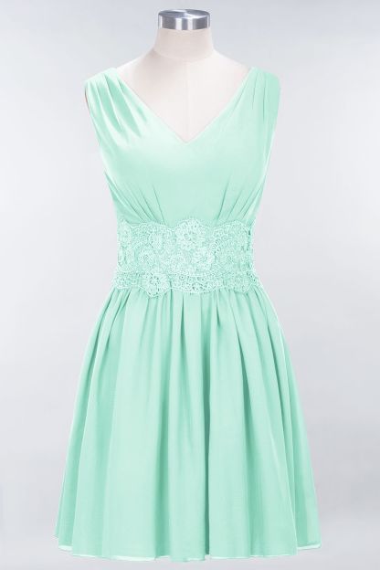 BMbridal Pretty V-Neck Short Sleeveless Lace Bridesmaid Dresses Online-BMbridal