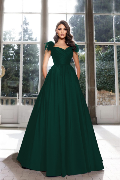 Tassel Sleeveless Straps A Line Long Prom Dress Pleated Dark Navy