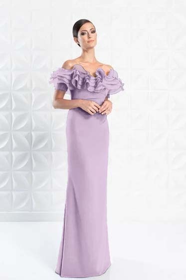 Off the Shoulder Sleeveless Long Mermaid Prom Dress With Ruffles