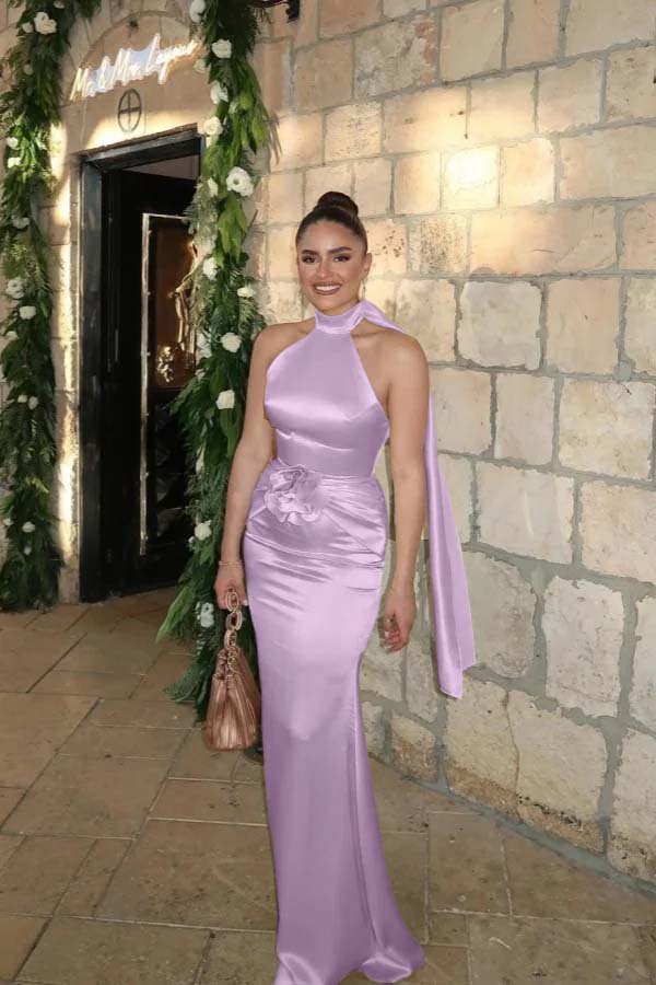 Charming Halter Sleeveless Long Mermaid Prom Dress With Pleated