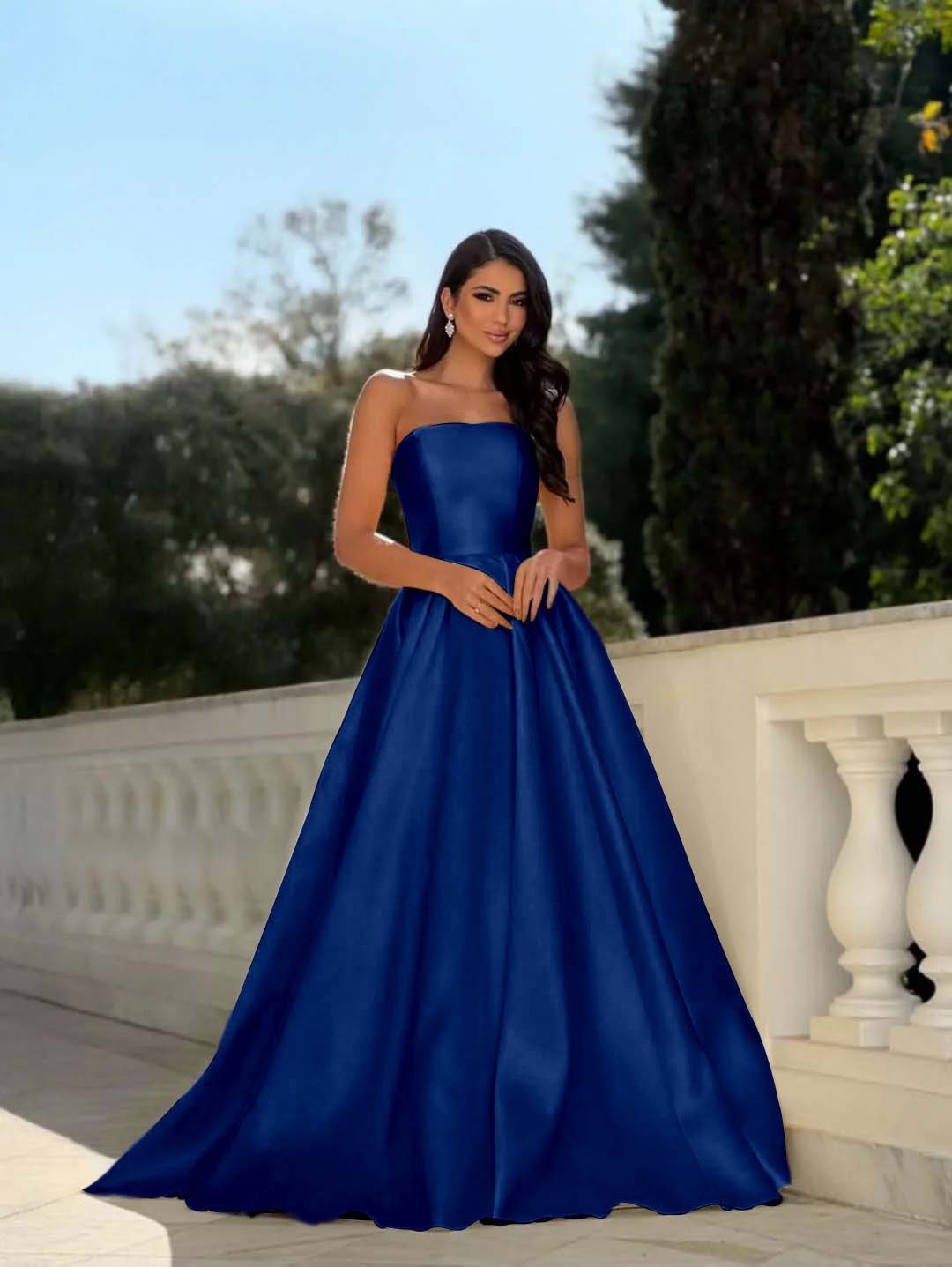 Chic Strapless Sleeveless Long A Line Prom Dress With Pleated