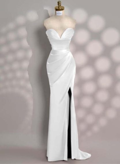 Strapless Sleeveless Mermaid Long Prom Dress With Front Split