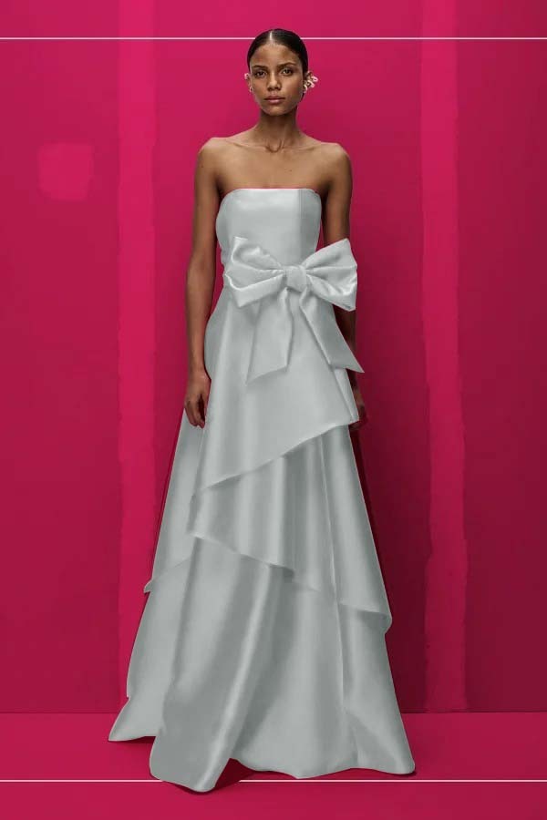 Chic Strapless Sleeveless Long Prom Dress With Pleated Bowknot