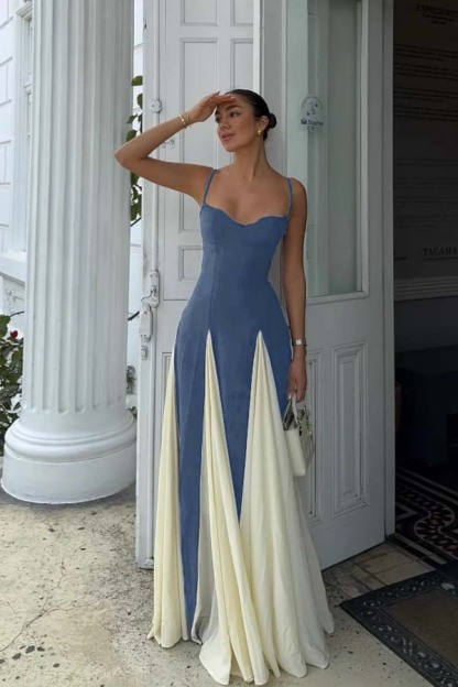 Sweetheart Spaghetti Strap Sleeveless Long Prom Dress With Ruffles
