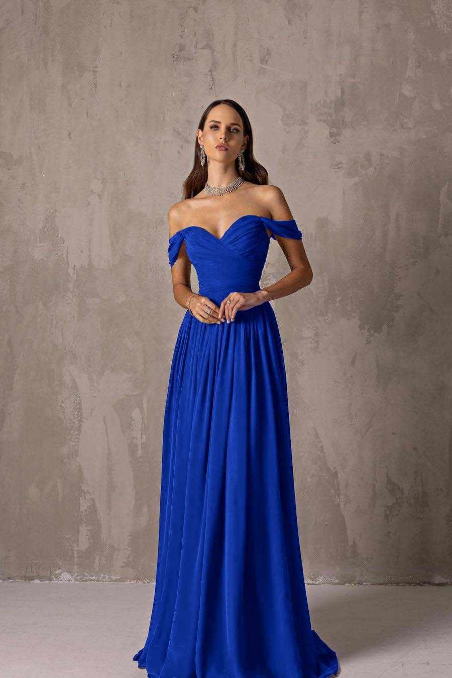 Off the Shoulder Strapless Sleeveless Long Prom Dress With Ruffles