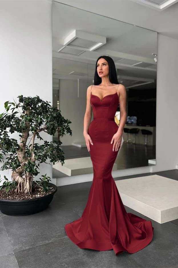 Charming Sage Spaghetti Strap Sleeveless Long Mermaid Prom Dress With Belt