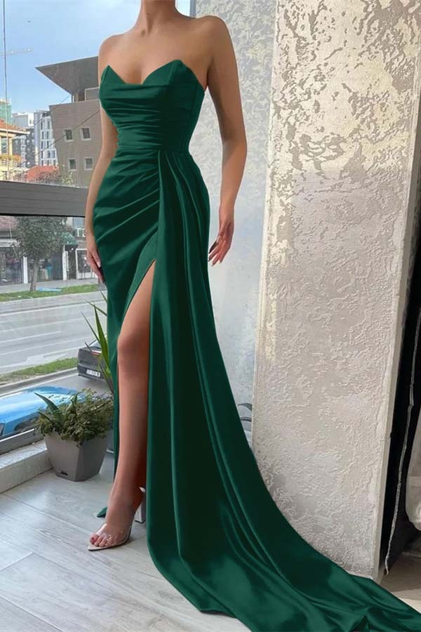 Classy Sweetheart Jade Mermaid Prom Dress Long With Split Ruffles