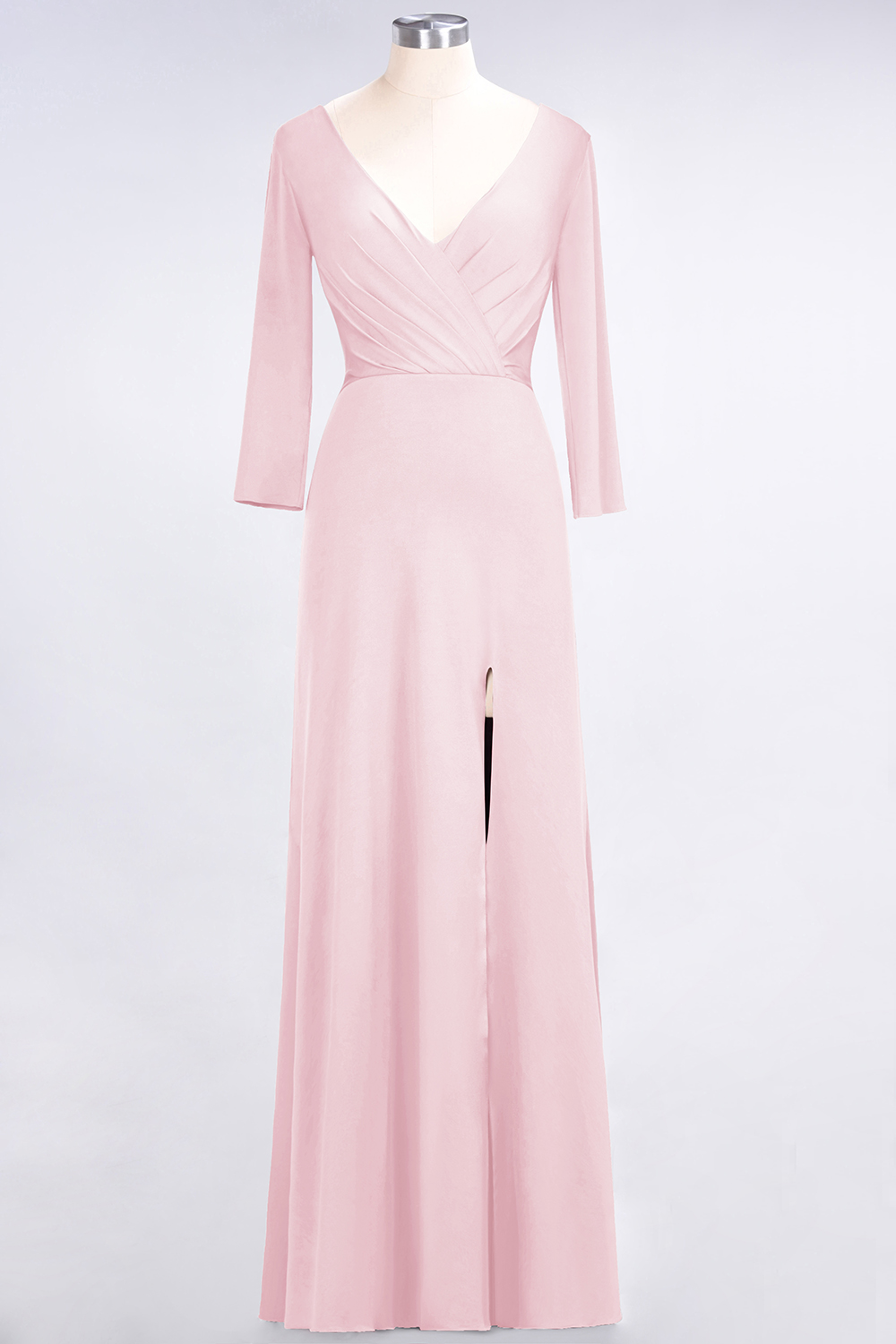 BMbridal Popular Spandex Long-Sleeves Burgundy Bridesmaid Dresses with Side-Slit-BMbridal