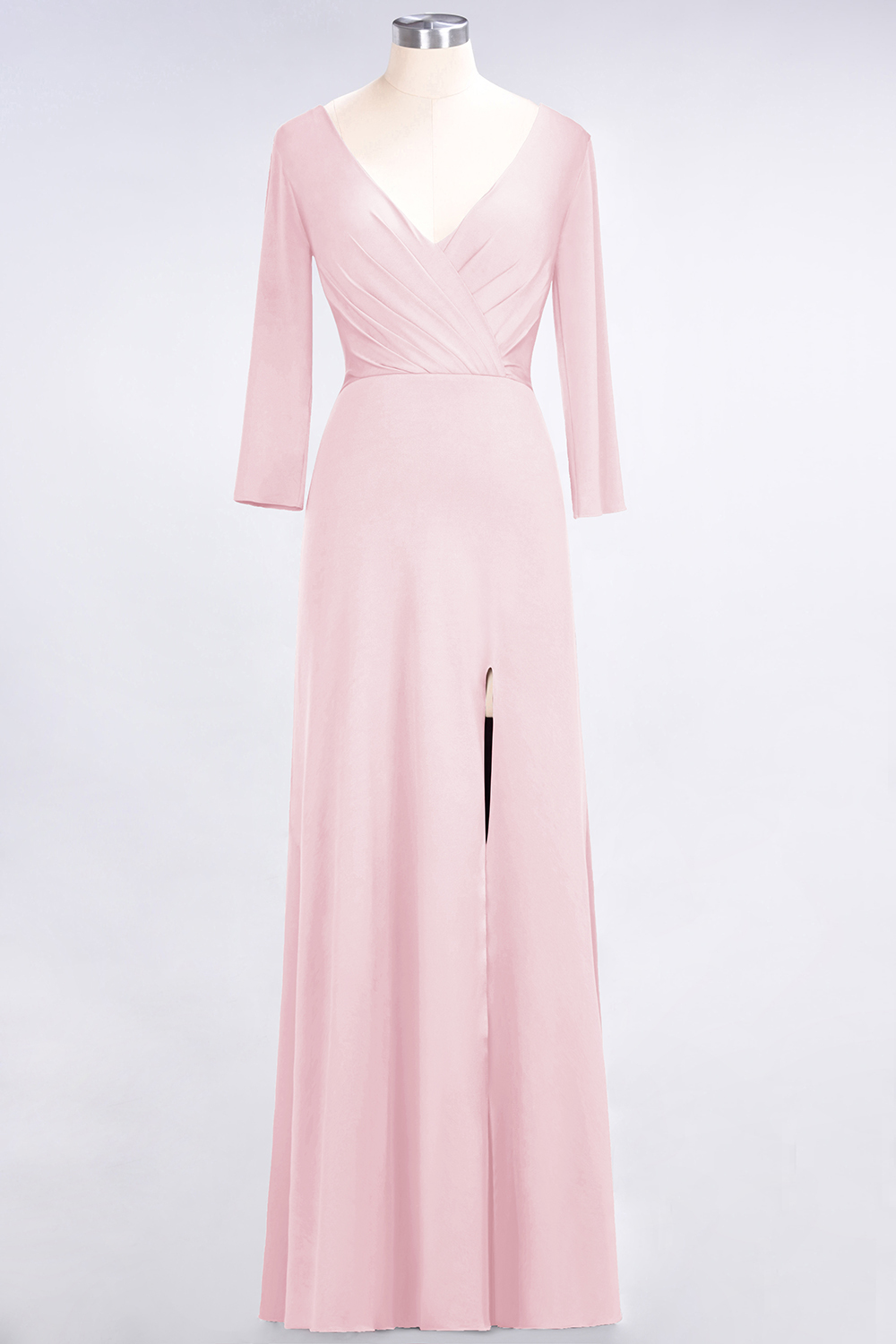 BMbridal Popular Spandex Long-Sleeves Burgundy Bridesmaid Dresses with Side-Slit-BMbridal