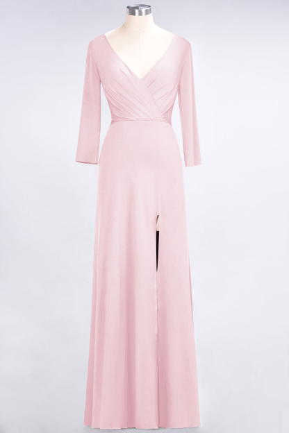 BMbridal Popular Spandex Long-Sleeves Burgundy Bridesmaid Dresses with Side-Slit-BMbridal