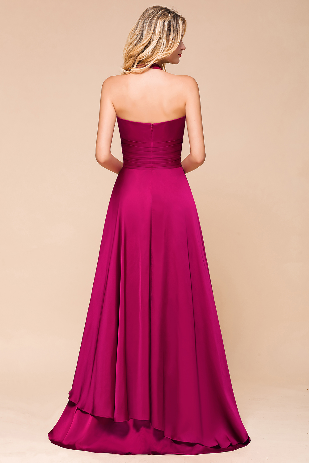 BMbridal Fuchsia Halter Chiffon Bridesmaid Dresses Long Online-BMbridal