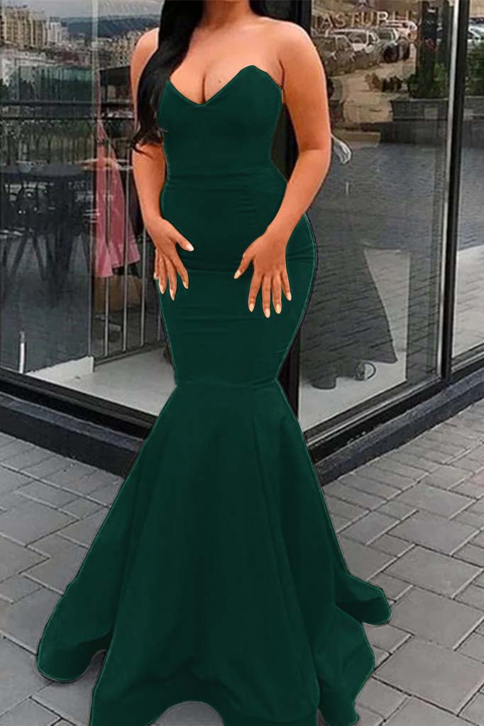 Amazing Yellow Strapless Sleeveless Sweetheart Mermaid Prom Dress