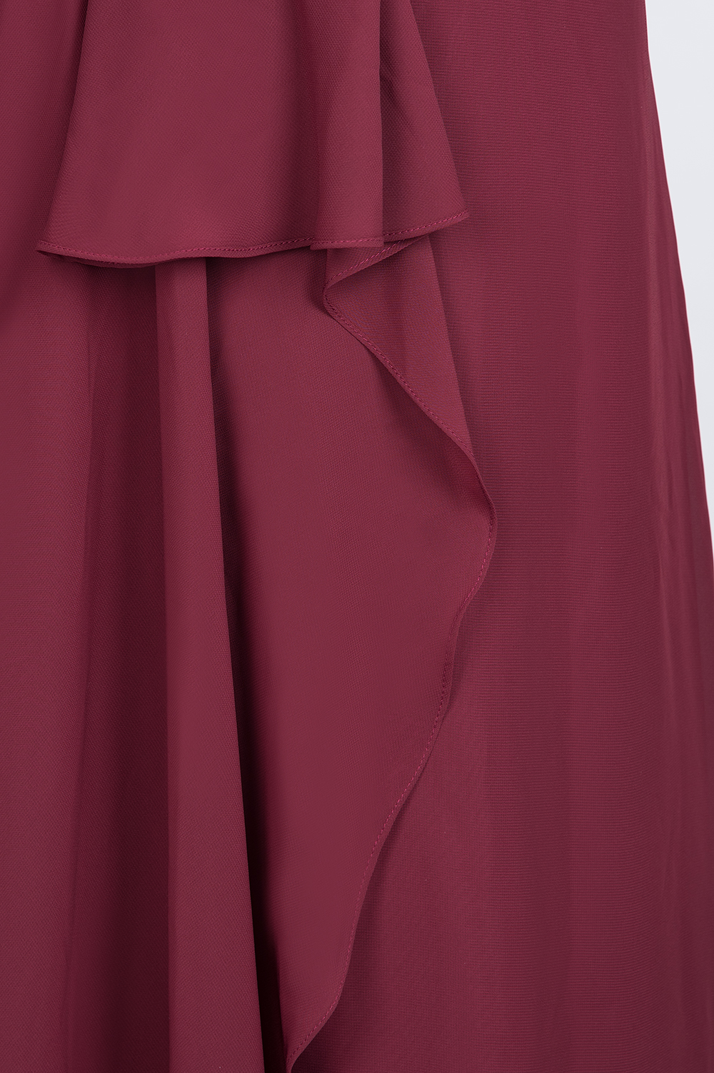 BMbridal Affordable Chiffon Halter V-Neck Ruffle Burgundy Bridesmaid Dresses-BMbridal